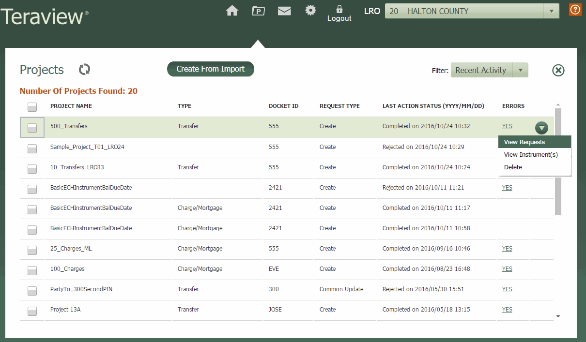 Projects Pane